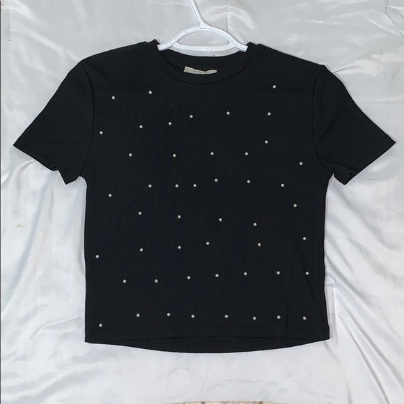 Ribbed Zara crop pearl tee - Picture 2 of 5